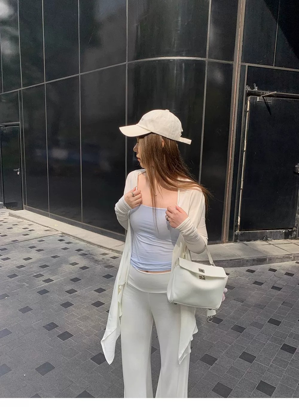 Irregular Hem White Knit Sun Protection Cardigan for Women Spring Autumn Cami Outer Cover Sheer Shawl Jacket Top - Image 3