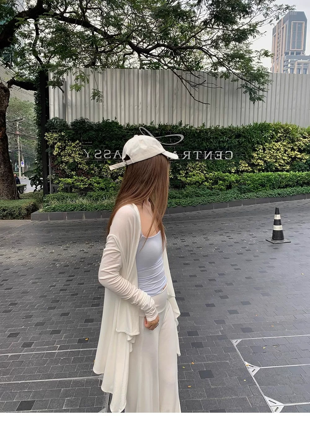 Irregular Hem White Knit Sun Protection Cardigan for Women Spring Autumn Cami Outer Cover Sheer Shawl Jacket Top - Image 4