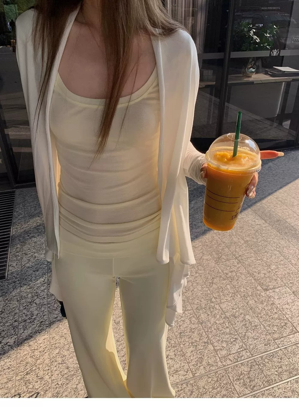 Irregular Hem White Knit Sun Protection Cardigan for Women Spring Autumn Cami Outer Cover Sheer Shawl Jacket Top - Image 2